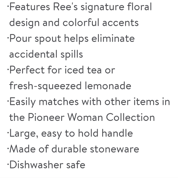 ❤️ New Pioneer Woman Sweet Rose White 2.1 Quart Pitcher - Picture 6 of 7